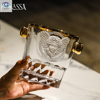 Oeny crystal glass household appearance ice bucket champagne bucket home bar ktv commercial creative gold-painted small ice bucket with engraving gold-painted medusa ice bucket