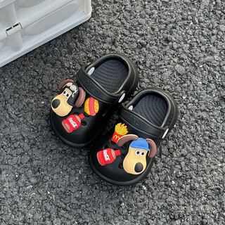 乐途 儿童儿童洞洞鞋男童夏季外穿2024新款女童男孩拖鞋防滑宝宝户外凉鞋66 黑色 16.5 内长cm