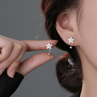 Qi xiaomi (qi xiao mi) s999 sterling silver flower earrings for women screw-buckle earrings for ear piercing 2025 new high-end white earrings jewelry a pair of flower earrings 999 pure silver