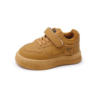 Terranis yangma recommends baby shoes, toddler shoes, boys' shoes, autumn children's sports shoes, girls' fleece shoes, yellow 26_inner length 15.6cm