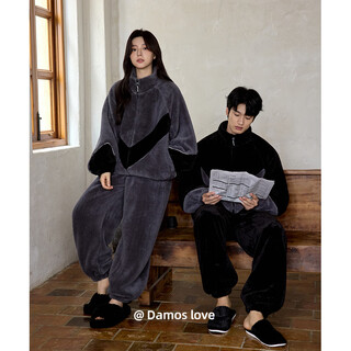 Daimensi coral velvet pajamas couple autumn and winter women's thickened velvet home clothing men's sports outer suit 25611 male-25612 female xl female/height 168-173, weight 120-140jin jin is equal to 0.5 kg
