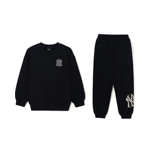 Major league baseball (mlb) children's official boys and girls casual big logo presbyopia suit sweater trousers autumn and winter s2m02 black 110cm