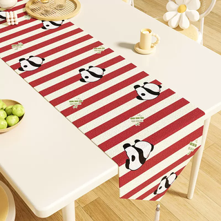 Yusenyi cream ins style dining table table flag sideboard shoe cabinet entrance waterproof and dustproof tea table cushion strip cloth huhu panda waterproof and oil-proof no-wash 32x160cm suitable for desktop length 100110cm)