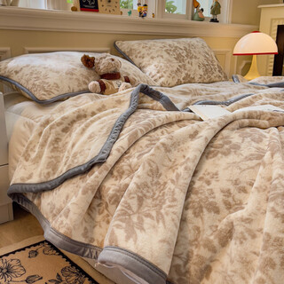 Turbosun blanket can be spread or covered for single person, cute milk coral fleece blanket, winter flannel small blanket, office nap, huajing apricot milk fleece, soft, comfortable, constant temperature and warm, 200x230cm milk fleece blanket + pillowcase pair