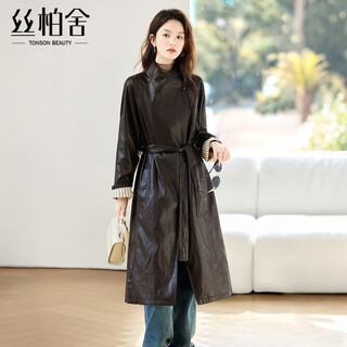 Sibaishe fashionable long-sleeved jacket for women 2025 autumn new commuter leather jacket mid-length top