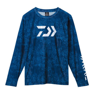 Daiwa 22 new de-8622/8722 long/short-sleeved fishing wear round neck t-shirt, dry and breathable, blue long-sleeved pattern xl (22)