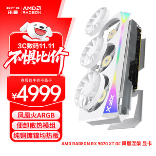 讯景（XFX）AMD RADEON RX 9070 XT OC 凤凰涅槃 16GB 白色 全新电竞游戏设计智能学习台式电脑独立显卡