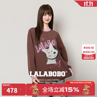 Lalabobo shopping mall same style sweatshirt 25th autumn and winter new original women's pullover big good-looking printed high street jacket top brown m