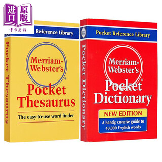 Merriam websters pocket dictionary + thesaurus 2 volumes original english imported word dictionary reference book merriam websters pocket thesaurus & dictionary