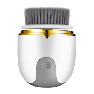 益生乐新款电动挡水洁面仪多功能洁面刷美容仪旋转洁面仪洗脸刷软 冷光金属白