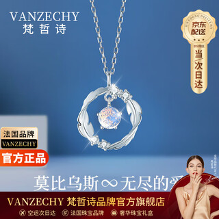 Fanzhe poetry möbius ring pendant necklace for women 2025 new light luxury niche gift for girlfriend and wife birthday gift for girls shipped from qicang platinum/feather you accompany möbius necklace
