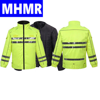 Tuolang reflective plus cotton velvet road patrol season security cotton clothes cold and windproof driving school work clothes new hatless cycling clothes bright cotton clothes top m
