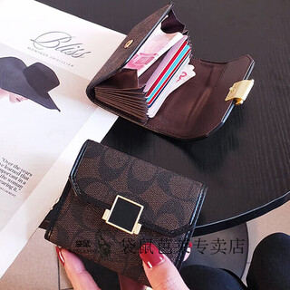 Kangaroo exquisite card holder for women, compact, simple and personalized, accordion card holder, large capacity, multiple card slots, simple card holder, coffee black c