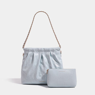 Yusenyi ck public design garbage bag rhombus chain bag crossbody 05 super hot bag homeless bag bucket bag women's bag sea salt blue gold hardware