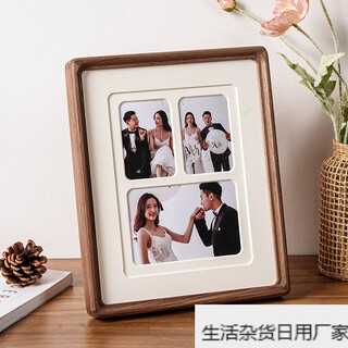 Impression space wedding photo frame ornaments for couples as commemorative gifts. photo frames are printed and framed to make a wedding photo setting table 10 inches. 10 inches. three-hole double-layer cardboard. table setting + wall hanging. 3616 arc black walnut.