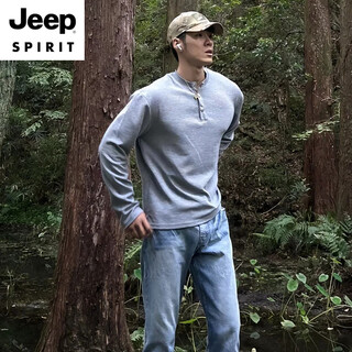Jeep spirit american henry shirt long-sleeved t-shirt men's autumn and winter tough guy fitness training showing muscle sports sweatshirt inner layering shirt light gray s (suitable) 85-100jin jin equals 0.5 kg