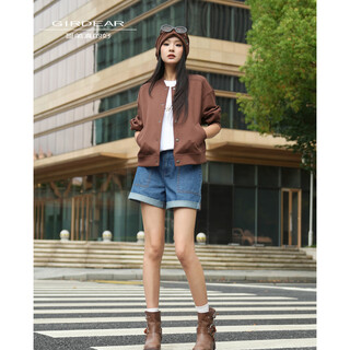 Brother is really good (girdear) new amber streamer classic fashion casual slim short jacket 840005 coffee color l (4)