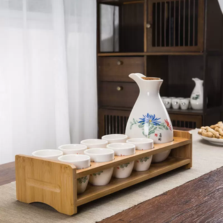 Yusen yi yi jin jin is equal to 0.5 kg. ceramic liquor household wine set, japanese wine cup, antique wine cup, imitation customized sake wine set cover. 1 jin jin is equal to 0.5 kg, chrysanthemum, 1 pot, 8 cups - 9 hole wine rack, wine stopper included.
