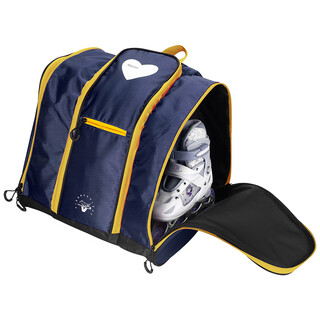 加拿大儿童双肩轮滑鞋背包滑冰花样滑冰包冰刀鞋滑雪鞋收纳包 黑蓝_(42码以下轮滑鞋)