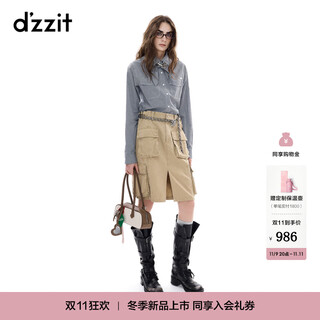 Dzzit liu haocun's same style disu long-sleeved shirt 2025 winter new plaid tie top for women 3j4c4113t dark blue xs