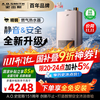 A.o.smith 16-liter stainless steel gas water heater, national subsidy, level 1 silent certification, safety protection jsq31-edq6 new product