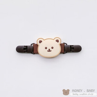 Ins bear overalls anti-falling artifact children's shoulder straps anti-falling clip baby sling fixed anti-falling shoulder clip brown apricot color_regular-big smiling bear