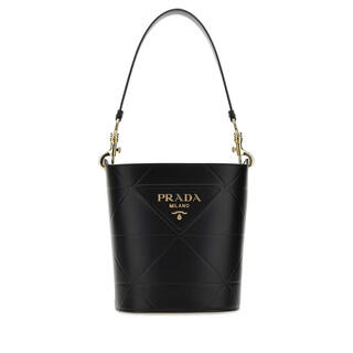 Prada co light luxury women's black leather bucket bag black one size