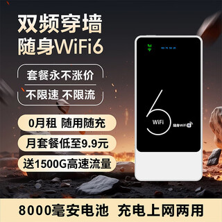 智小冠随身wifi移动无线wifi6免插卡【无需预存】便携式支持4G/5G设备全国通用流量2025新款 【8000毫安电池】随身WiFi6