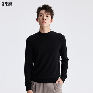 Lilan light fashion men's cashmere blended cardigan sweater men's half turtle collar solid color warm long sleeve knitted sweater black (1y) 2xl (180)