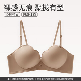 Fenton push-up no-wire women's underwear, large breasts showing small breasts, breathable all-in-one comfortable bra, 1267 skin color, small breast push-up thick style xl recommended 85abc