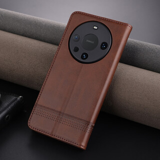 Jioxiang magnetic flip cowgrain leather case suitable for huawei mate60pro phone case 70 business all-inclusive anti-fall brown huawei mate60pro