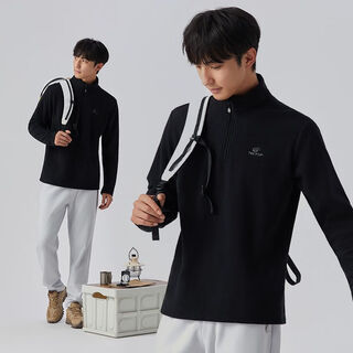 Tectop velvet fleece jacket winter warm outdoor mountaineering and hiking sports inner layer polar fleece bottoming shirt stand collar classic black - men's velvet fleece jacket warm xl