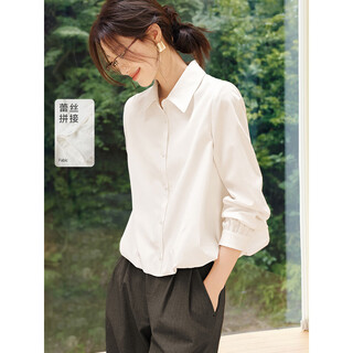 Mohan yimei lace splicing shirt 2025 autumn new simple design bud-like elegant lapel shirt