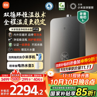 Mijia xiaomi dual cycle zero cold water p10 16-liter constant temperature gas water heater level 1 silent cleaning pressurized water servo natural gas national subsidy trade-in mj06