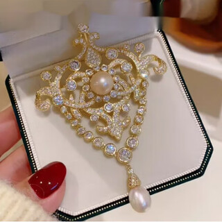 Snqp elegant retro french light luxury palace freshwater pearl tassel brooch brooch brooch freshwater pearl tassel brooch