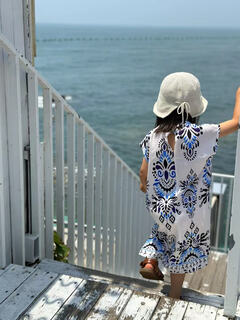 【蓝溪溪】童装夏季人造丝家庭百佳布拼贴风格女童棉丝旗袍裙2025 蓝色织艺 130 cm