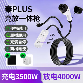 Romada is suitable for byd qin plus discharge gun new energy vehicle universal external discharge plug strip socket row outdoor electrical appliance external power converter 3 meters charging and discharging integrated gun + storage bag - 4 square lines outdoor travel power converter 220v