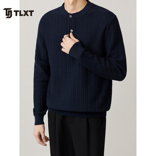 Tlxt international first-line brand jacquard henley collar sweater for men autumn and winter new casual versatile business long-sleeved inner sapphire blue 2xl
