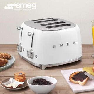 Smeg italian retro toaster toaster sandwich breakfast machine toaster multi-functional household 6-speed baking tsf03 white (four-piece)