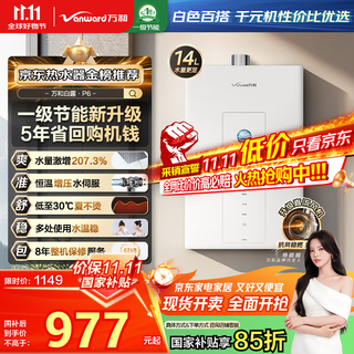 Vanward bailu p6 dc inverter, national subsidy 15%, 14-liter gas water heater, natural gas booster, silent water, servo inverter, constant temperature, energy saving, pear white