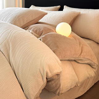 Su xuan carved milk velvet bed four-piece set 2025 new winter thickened coral flannel duvet cover single bedding burnt-out mi xing 1.8m bed sheet four-piece set-quilt cover 200x230cm