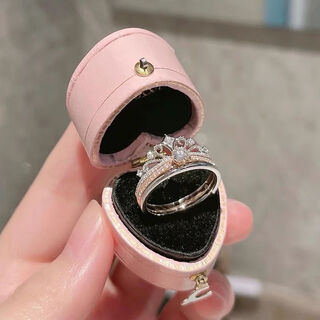 Other homes princess on the run disney diamond ring moissanite fireworks castle ring for women rose gold stacked diamond 2-in-1 2-in-1 princess crown type two pack - premium gift box live mouth adjustable