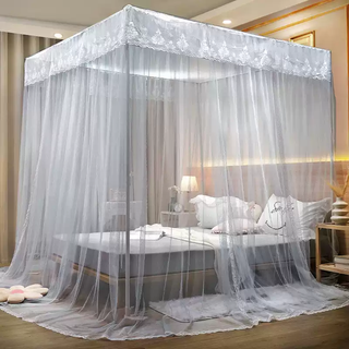 Yusenyi mosquito net home 2025 new bedroom installation-free 1.8 by 2.1.5 by 2.8 meters large bed pattern brand elegant gray + bold bracket 1.22 meters bed