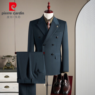 Pierre cardin high-end wool suit men's suit groom wedding dress formal wedding high-end men's business casual suit emerald suit + trousers + vest l (110-125jin jin equals 0.5 kg)