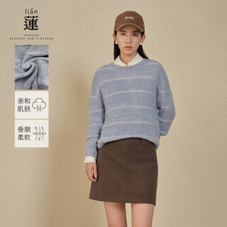 A.yilian shopping mall same style ayilian loose pullover sweater for women 25 winter new style lazy style versatile knitted top salt water blue s