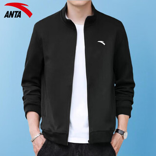 Anta sports jacket men's winter new stand collar cardigan sweater men's trendy casual knitted sportswear jacket top basic black-4 l