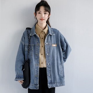 Semir spring and autumn new blue retro hong kong style denim jacket for women korean style loose casual jacket bf student top blue semir s 12xl blue