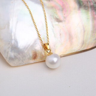 Junshi pearl pendant single women's necklace simple and versatile freshwater pendant s925 silver clavicle chain t10099 gold support white beads free chain 11-12mm