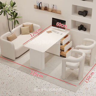Yusenyi cream studio film selection table wedding shop negotiation reception rest area sofa card seat medical beauty consultation table and chair combination 140 sofa + 120 table + 2 singles