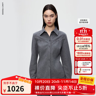Langzi cashmere series 100 pure wool commuting style simple shirt women's tops 2025 winter new style medium gray xl